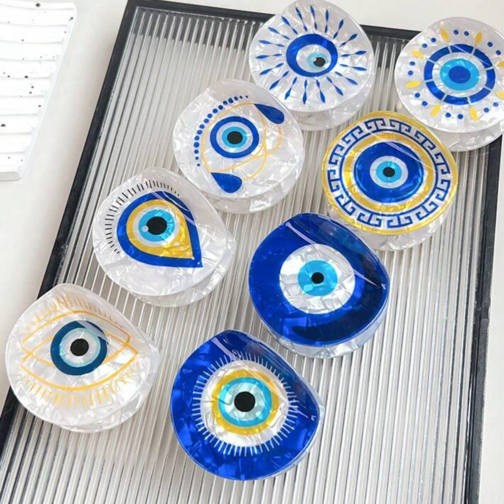 Evil Eye Hair Claw - White Yellow