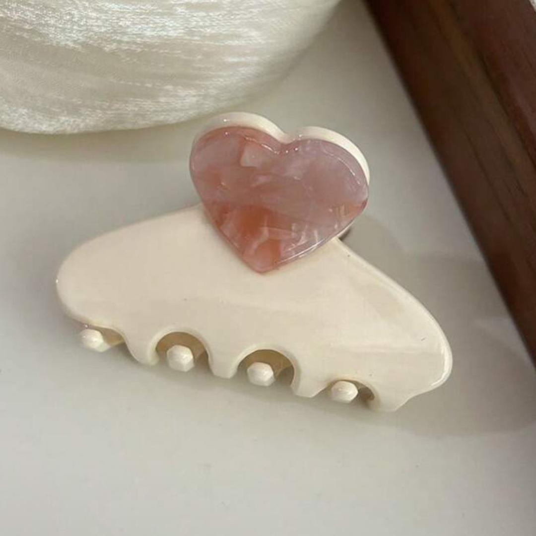 Heart Hair Claw - White