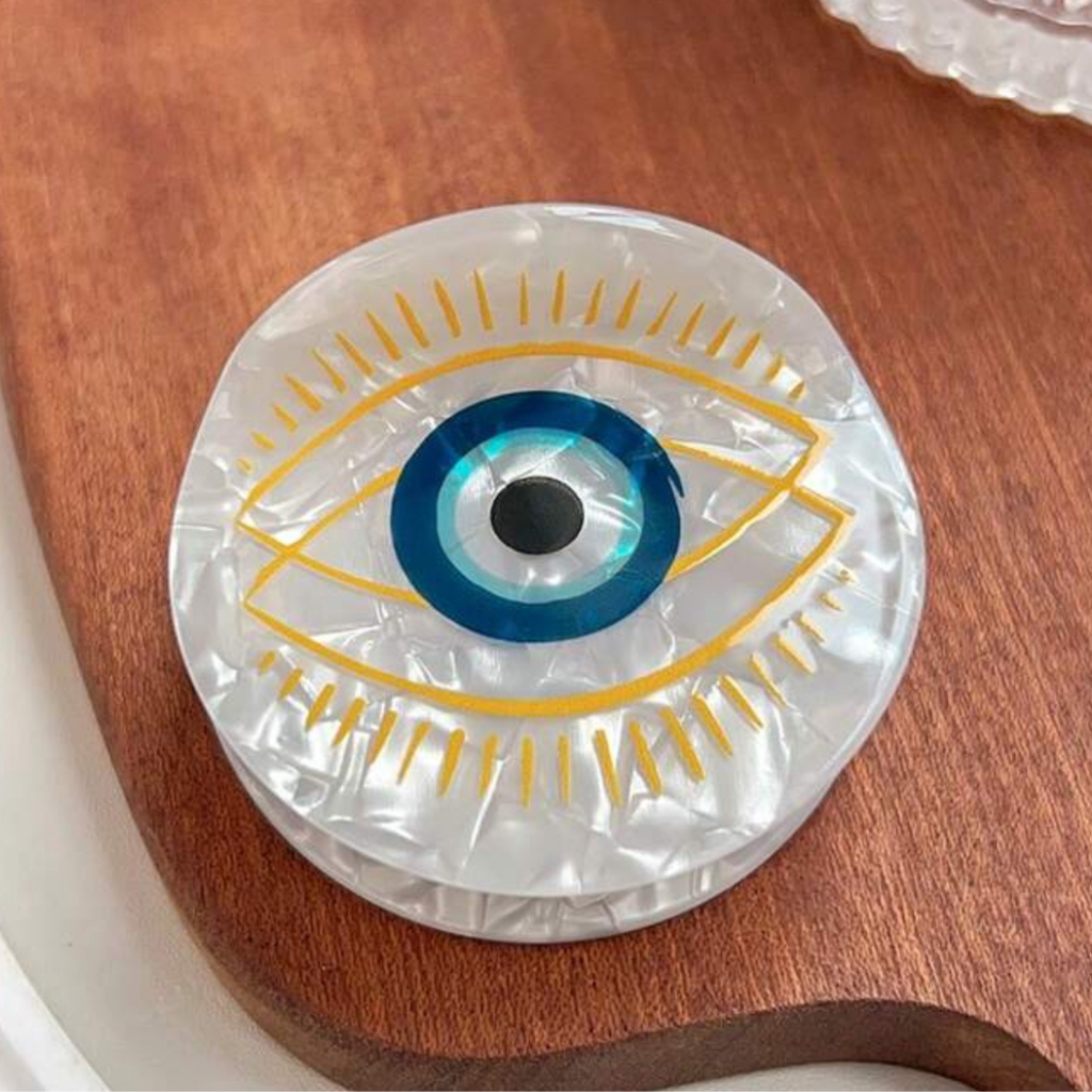 Evil Eye Hair Claw - White Yellow