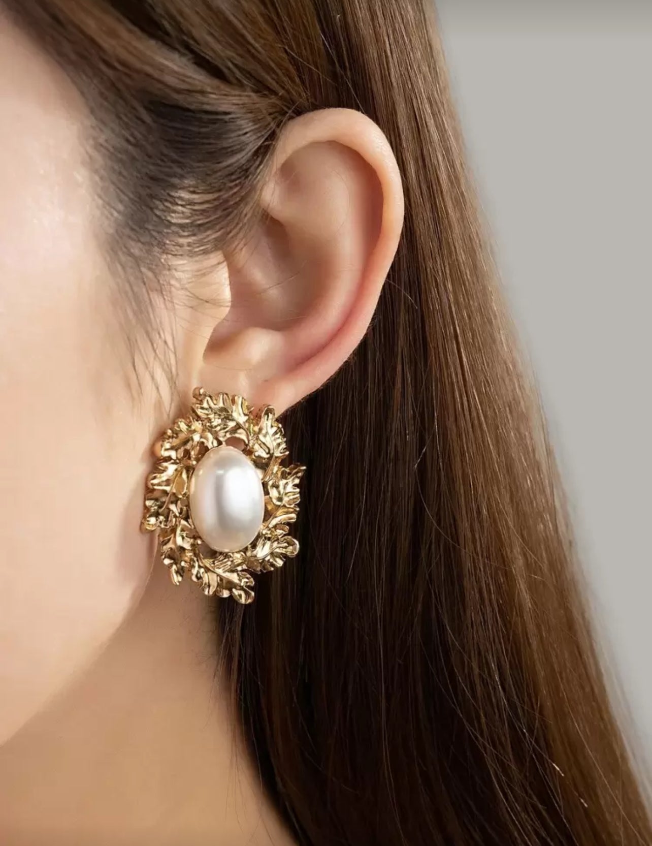 GOLD PERLINE STUDS - 18K GOLD PLATED