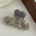 Heart Hair Claw - Grey